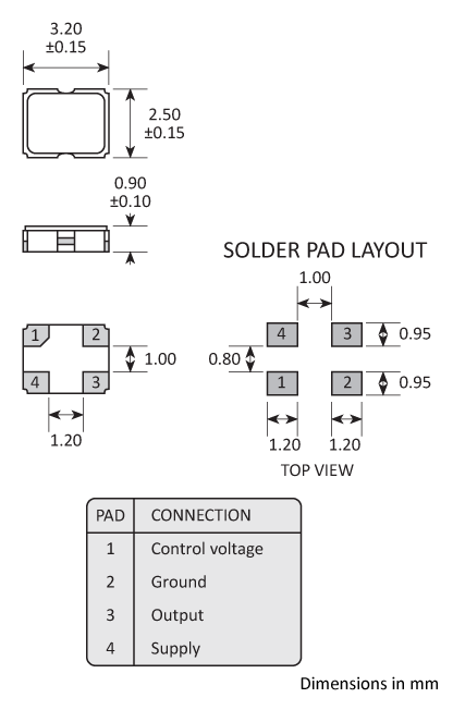 Golledge 3225 SM oscillator package