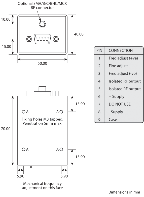 Golledge 70.0 x 50.0mm chassis mount ocxo